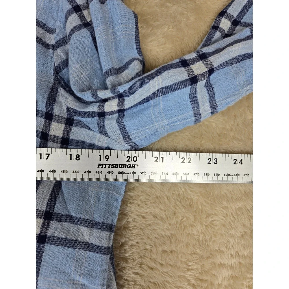 Michael Kors Blue Plaid‎ Long Sleeve Button Up Shirt Dress Tunic Size 12